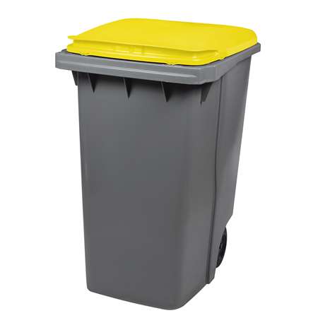Image de CONTENEUR 2 ROUES SANS BARRE VENTRALE GRIS/JAUNE 340L
