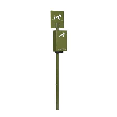 Image de BORNE DE PROPRETE CANINE SUR POTEAU HYGECA-VERT OLIVE