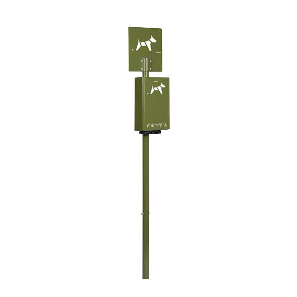 Image de BORNE DE PROPRETE CANINE SUR POTEAU HYGECA-VERT OLIVE
