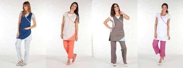 Image de TABLIER TESSA POLYCOT65%-COT35% PETITE TAILLE MARINE