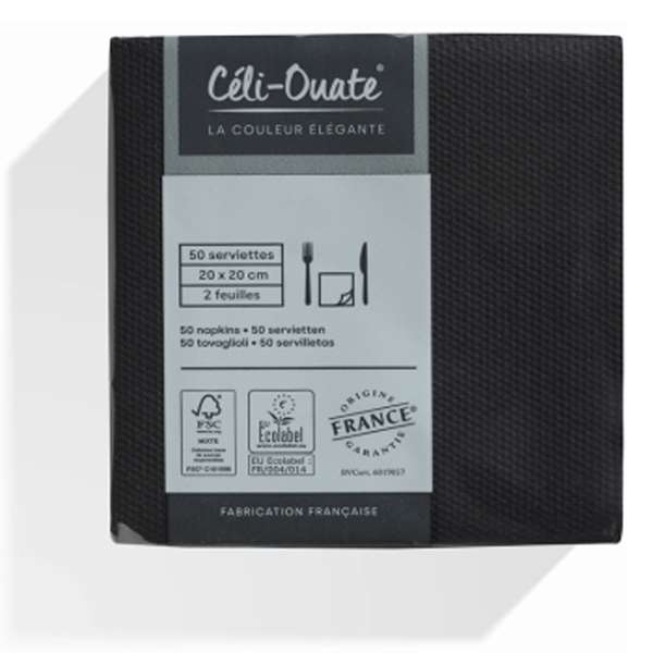 Image de SERVIETTE CELI-OUATE NOIRE EBENE 20X20CM X900