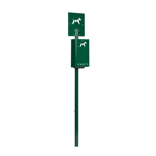 Image de BORNE DE PROPRETE CANINE SUR POTEAU HYGECA-VERT MOUSSE