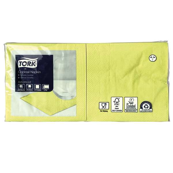 Image de SERVIETTE COCKTAIL TORK 2PLIS CITRON (FST24X24CM)X200
