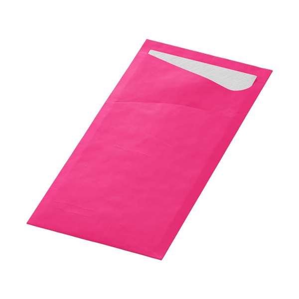Image de SACCHETTO FUCHSIA SERVIETTE OUATE BLANCHE 2P 33X33CM X500