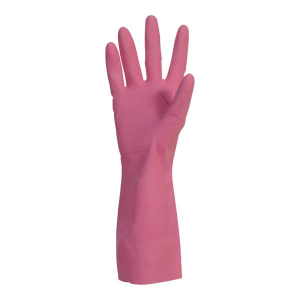 Image de GANT DE MENAGE LATEX FLOCKÉ COTON ROSE TL