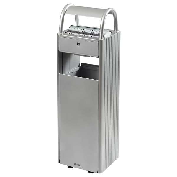 Image de CORBEILLE SUR PIED KOPA - 30L - AVEC CENDRIER 6L GRIS METAL