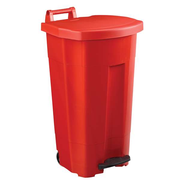 Image de POUBELLE MOBILE A PEDALE ROUGE/ROUGE BOOGY 90L
