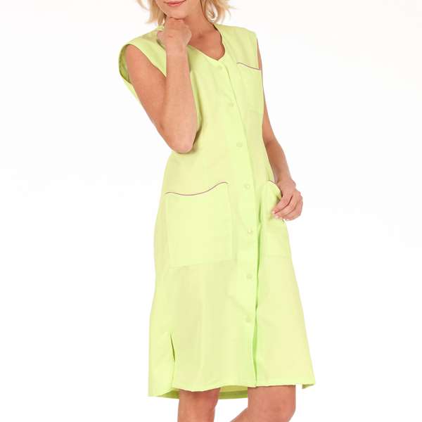 Image de LAURENE SANS MANCHE POLY 65%-COT35% ANIS/ROSA T2