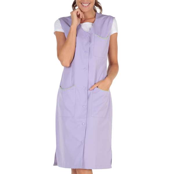 Image de LAURENE SANS MANCHE POLY 65%-COT35% PARME/POMME T3