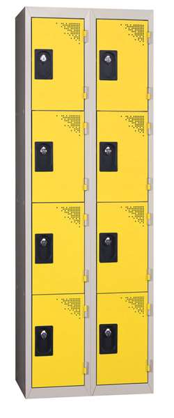 Image de VESTIAIRE MULTICASES 2 COLONNES DE 4 CASES PORTE JAUNE