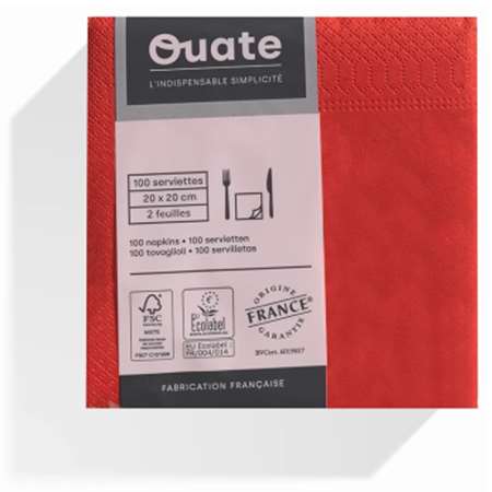 SERVIETTE OUATE ROUGE 2P 20X20CM X1800