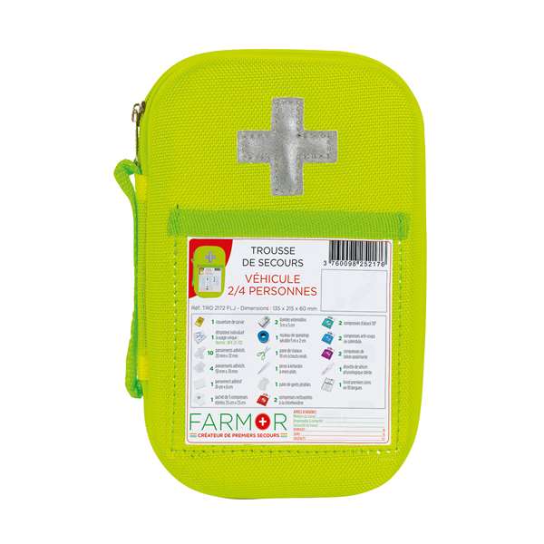 Image de TROUSSE DE SECOURS VEHICULE 2/4 PERSONNES EVA JAUNE FLUO 'HV
