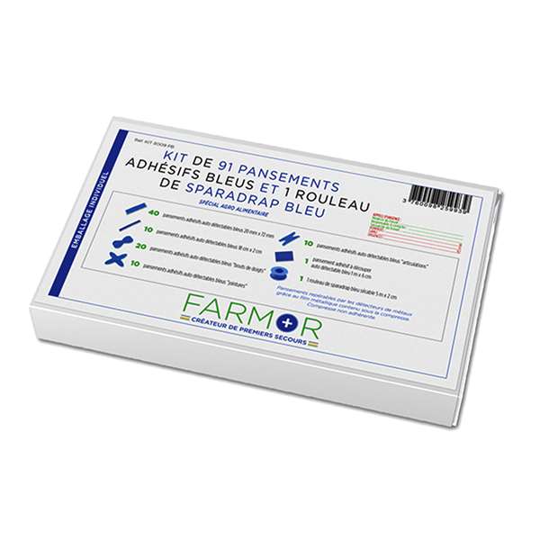 Image de KIT DE 91 PANSEMENTS PANACHES BLEUS ET 1 RLX SPARADRAP BLEU