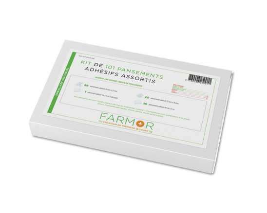 Image de KIT DE 101 PANSEMENTS ADHESIFS ASSORTIS EN NON TISSE BLANC