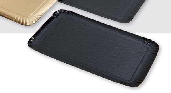 Image de PLATEAU TRAITEUR CARTON 2 FACES NOIR/OR (FTS190X280MM) X100