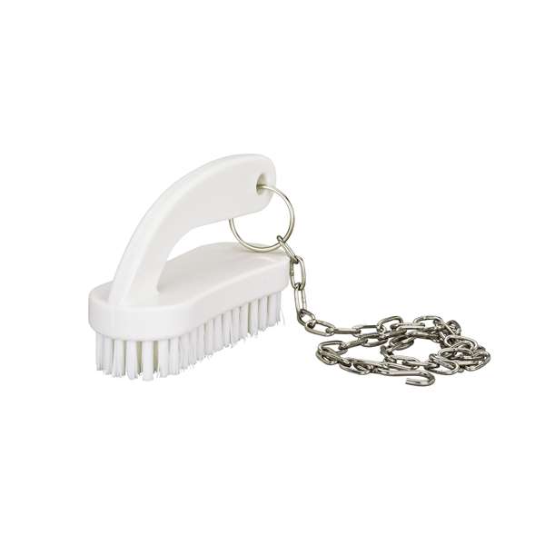 Image de BROSSE A ONGLES AVEC POIGNEE BLANCHE + CHAINETTE INOX 1M