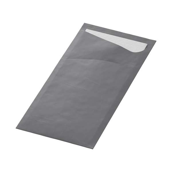 Image de SACCHETTO GRIS SERVIETTE OUATE BLANCHE 2P 33X33CM X500