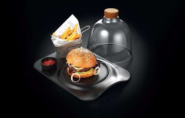 Image de ASSIETTE NOIR 'BURGER CHIC' (LONG.329XLARG.219MM)
