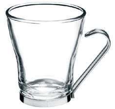 Image de TASSE A THE EN VERRE TREMPE ET MONTURE INOX 22CL
