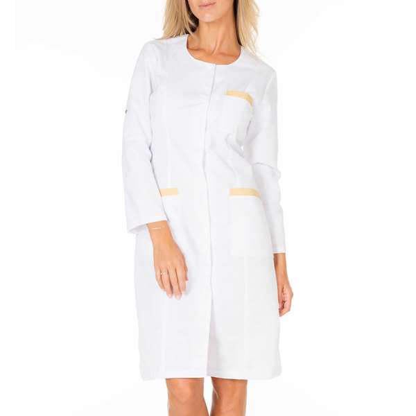 Image de BLOUSE CAROLINE MT POLY65%-COT35% BLANCHE/MIEL T5