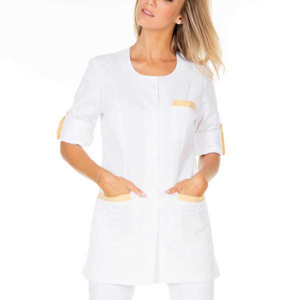 Image de BLOUSE CAROLE MT BLANC/MIEL POLY65%-COT35% T0