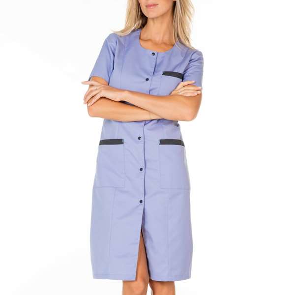 Image de BLOUSE CAROLINE MC POLY65%-COT35% LAVANDE-CHARBON T3