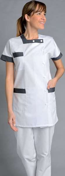 Image de TUNIQUE BERNY MANCHES COURTES BLANC-DENIM T4