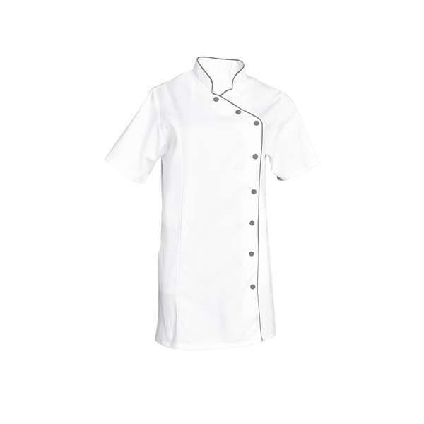 Image de TUNIQUE ODILE MC BLANC/GRIS POLY/COT UNI 195GRS T2