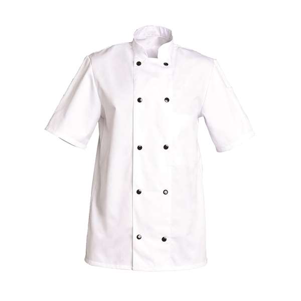 Image de VESTE DE CUISINE FABRICE MC BLANCHE 50%POLY/50%COTON T1