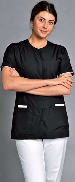 Image de TUNIQUE HANNA MC 65%POLY/35%COT170GRS/M² NOIR-BLANC T4