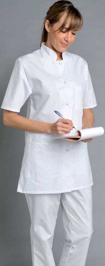 Image de TUNIQUE DENISE MANCHES COURTES BLANCHE POLY/COT 195GRS T1