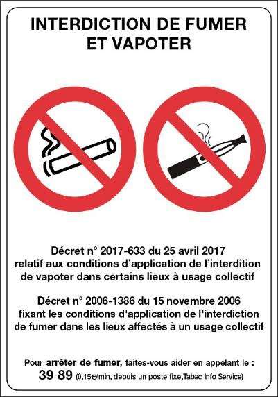 Image de PANNEAU INTERDICTION DE FUMER/VAPOTER BLANC (FTS.210X300MM)
