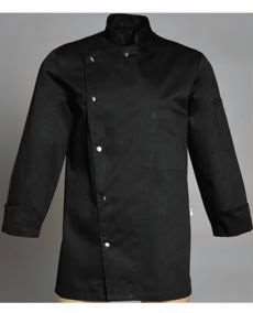 Image de VESTE DE CUISINE ALBAN ML NOIR POLY/COT 210GRS T4