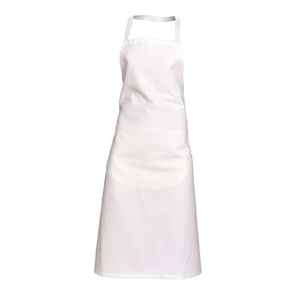 Image de TABLIER BAVETTE VALET AVEC POCHE BLANC 100%COTON TU