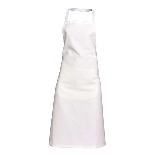 Image de TABLIER BAVETTE VALET SANS POCHE BLANC 100%COTON TU