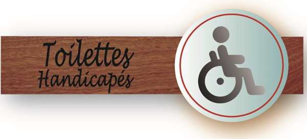 Image de PLAQUE BOIS EXOTIQUE ET PVC 'DUOSIGN' TOILETTES HANDICAPE