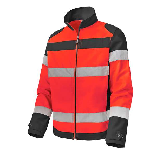 Image de BLOUSON FLUOPRO HAUTE VISIBILITE ROUGE FLUO/CHARBON T0