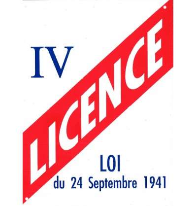 Image de PLAQUE DE LICENCE IV (FTS.15X20CM) PAR 10