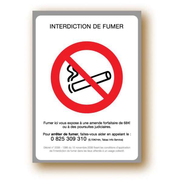 Image de PANCARTE 'INTERDICTION DE FUMER' (FTS.15X21CM) AVEC ADHESIF