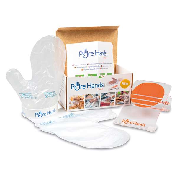 Image de KIT SUPPORT COMPTOIR + 5 GANTS MOUFLE PURE HANDS