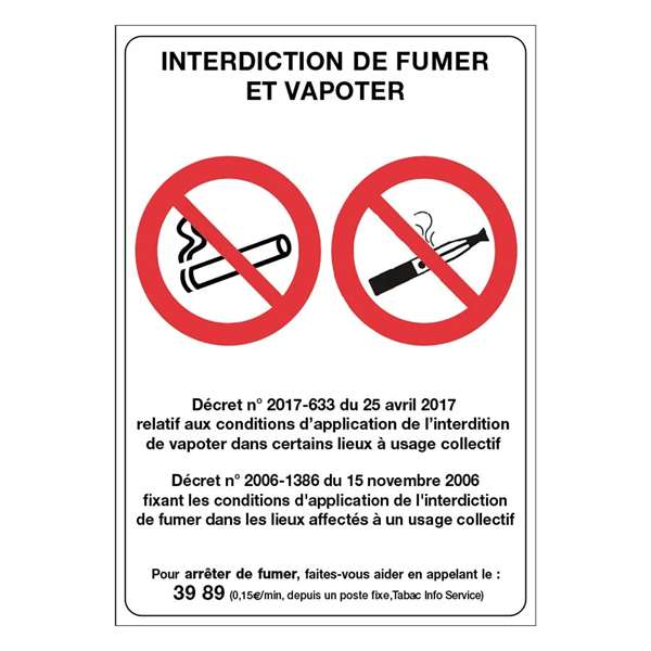 Image de PANNEAU ADHESIF INTERDICTION FUMER/VAPOTER (FTS15X21CM)