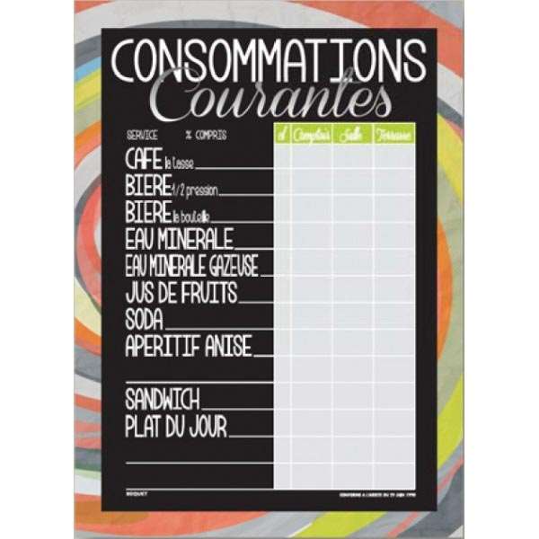 Image de TARIF CONSOMMATIONS COURANTES (LONG.360XLARG.490MM)