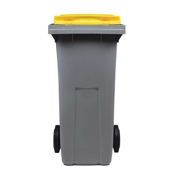 Image de CONTENEUR 2 ROUES SANS BARRE VENTRALE GRIS/JAUNE 240L