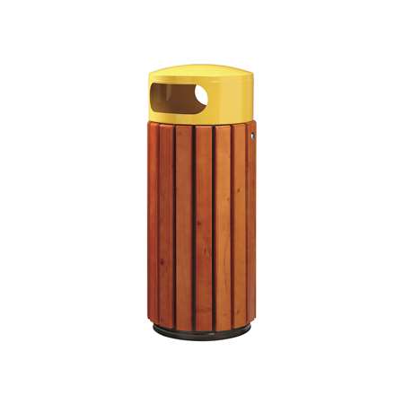 Image de CORBEILLE ZENO BOIS 60L RONDE AVEC COUVERCLE JAUNE COLZA
