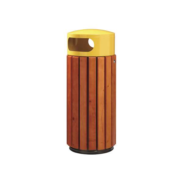 Image de CORBEILLE ZENO BOIS 60L RONDE AVEC COUVERCLE JAUNE COLZA
