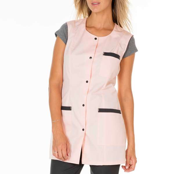 Image de BLOUSE CAROLE SM POUDRE/CHARBON POLY/COT 65/35% T4