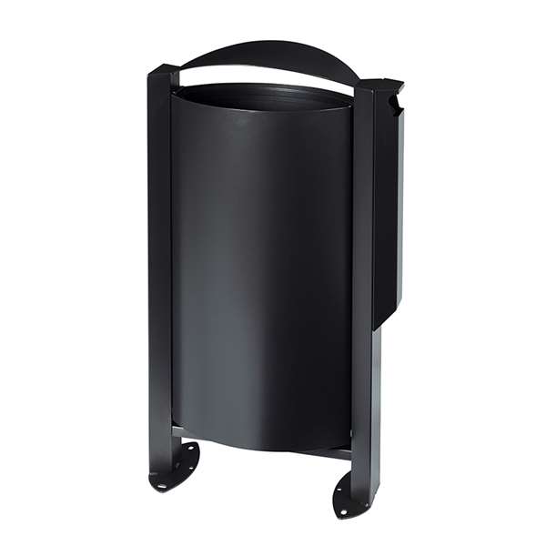 Image de CORBEILLE SUR PIED 60L - AVEC CENDRIER 3L - GRIS MANGANESE