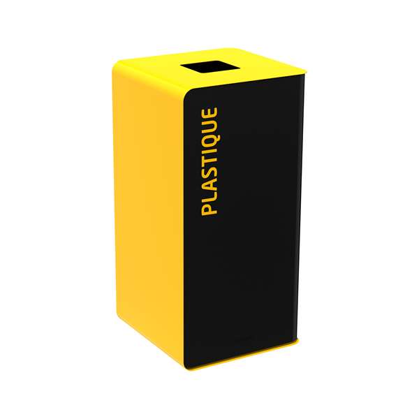 Image de BORNE DE TRI SELECTIF PLASTIQUE 40L GRIS/JAUNE SANS SERRURE