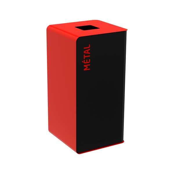 Image de BORNE DE TRI SELECTIF METAL 40L GRIS/ROUGE SANS SERRURE
