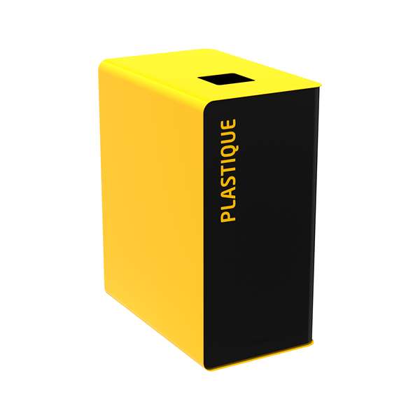 Image de BORNE DE TRI SELECTIF PLASTIQUE 65L GRIS/JAUNE SANS SERRURE